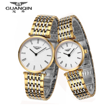 Origianl GUANQIN Top Brand Luxury New Fashion Waterproof Sapphire Mirror Quartz Lovers Watches Steel Body Men Women Watches