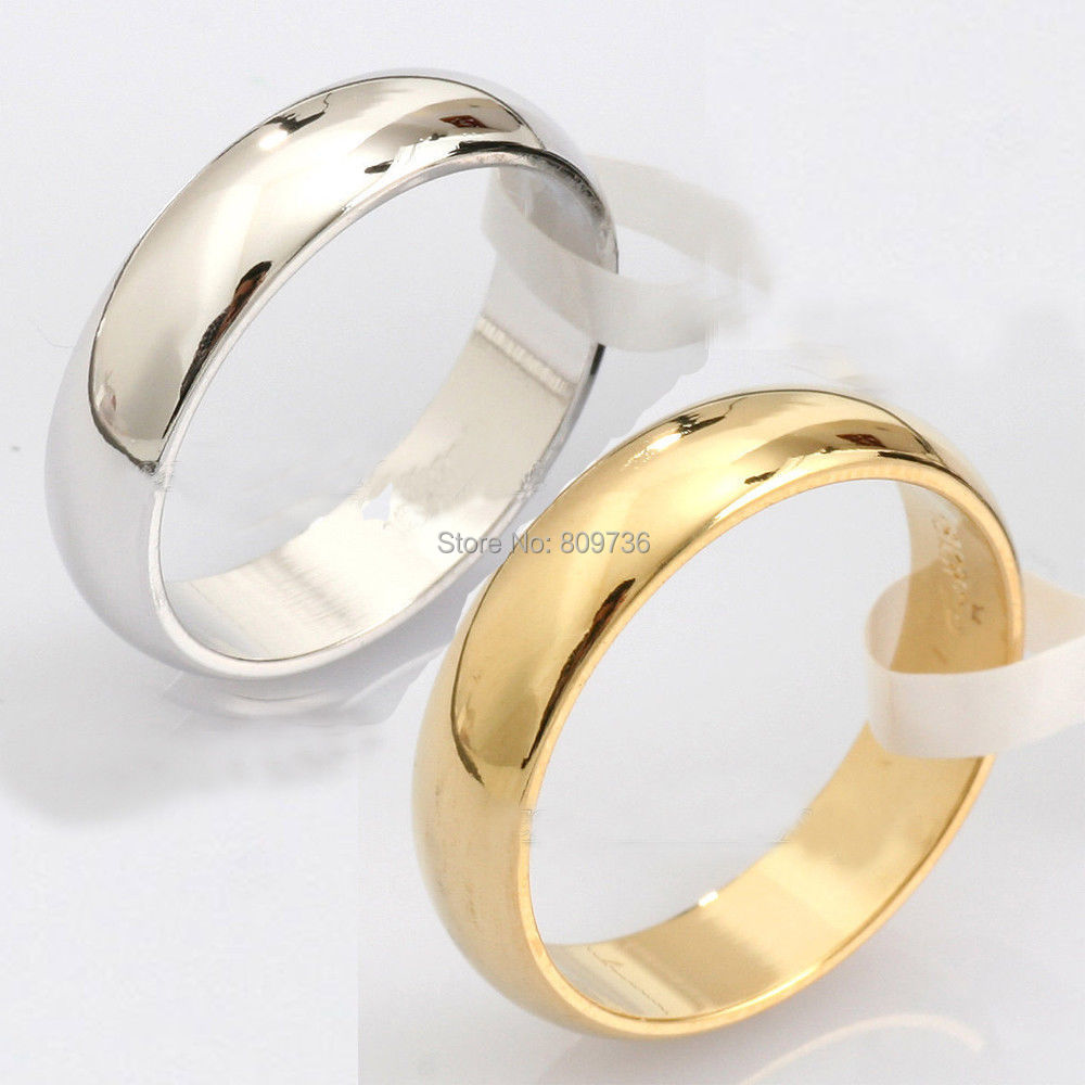 New Fashion 1PC Plain Silver Gold Tone Titanium Steel Ring Engagement Wedding Bands Ring Jewelry Free