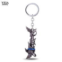 League of Lol Legendes Game LOL Metal Keychain For Fans Runaway Lolita Jinx weapon cosplay prop Cool Keyring Jewelry Accessory