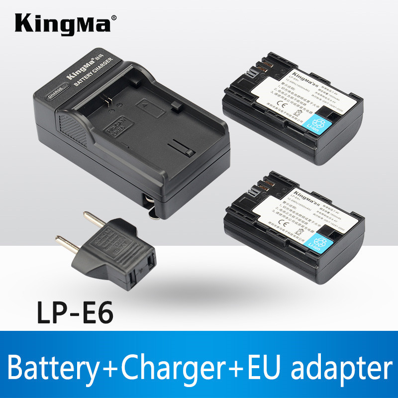 KingMa Battery 2 Pack and Charger for Canon LP E6 LP E6N for EOS 5D Mark