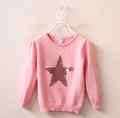 Y1873647 Retail 2016 Autumn Baby Girl Sweater Solid Appliques StarsSequins Toddler Girl Pullover Girl Clothes Lolita