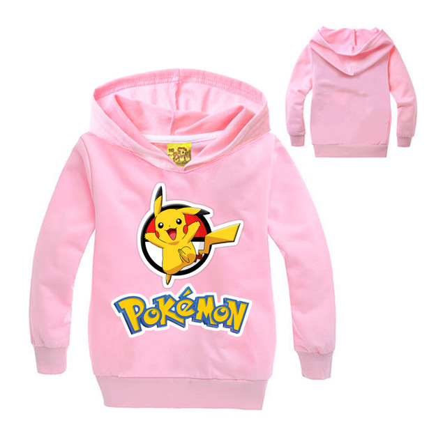 Детская Футболка Персонажа Из Мультфильма Pokemon Толстовки Для Девочек И Мальчиков Весна Осень Хлопок С Капюшоном Одежда