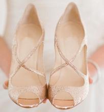 New arrivals brides gold glittered high heels pumps sandals 2016 brand designer cross peep toes women fashion wedding shoes