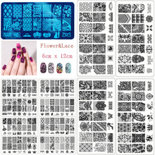 New Black Flower Lace 10PCS/LOT 6*12CM Nail Stamping Plates Konad Stamping Nail Art Manicure Template Nail Stamp Tools