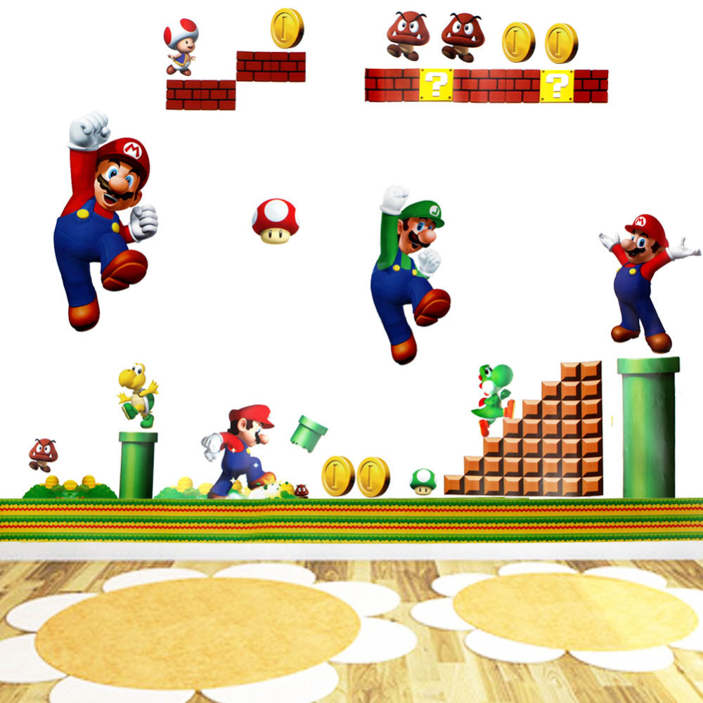 Hot Removable pvc Stickers for Home Decornation Cartoon Super mario