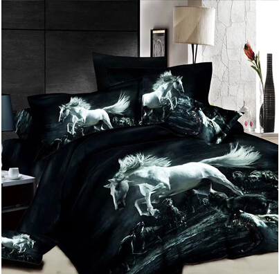 Black Horse Leopard Quilt duvet cover animal print bedding sets for boys full size 100 cotton Queenqueen sheet set