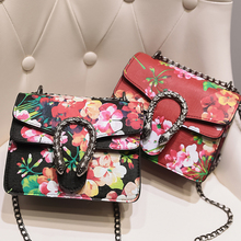 Popular fashion classic design printing flower metal buckle chain shoulder bag women’s handbag mini messenger bag flap purse