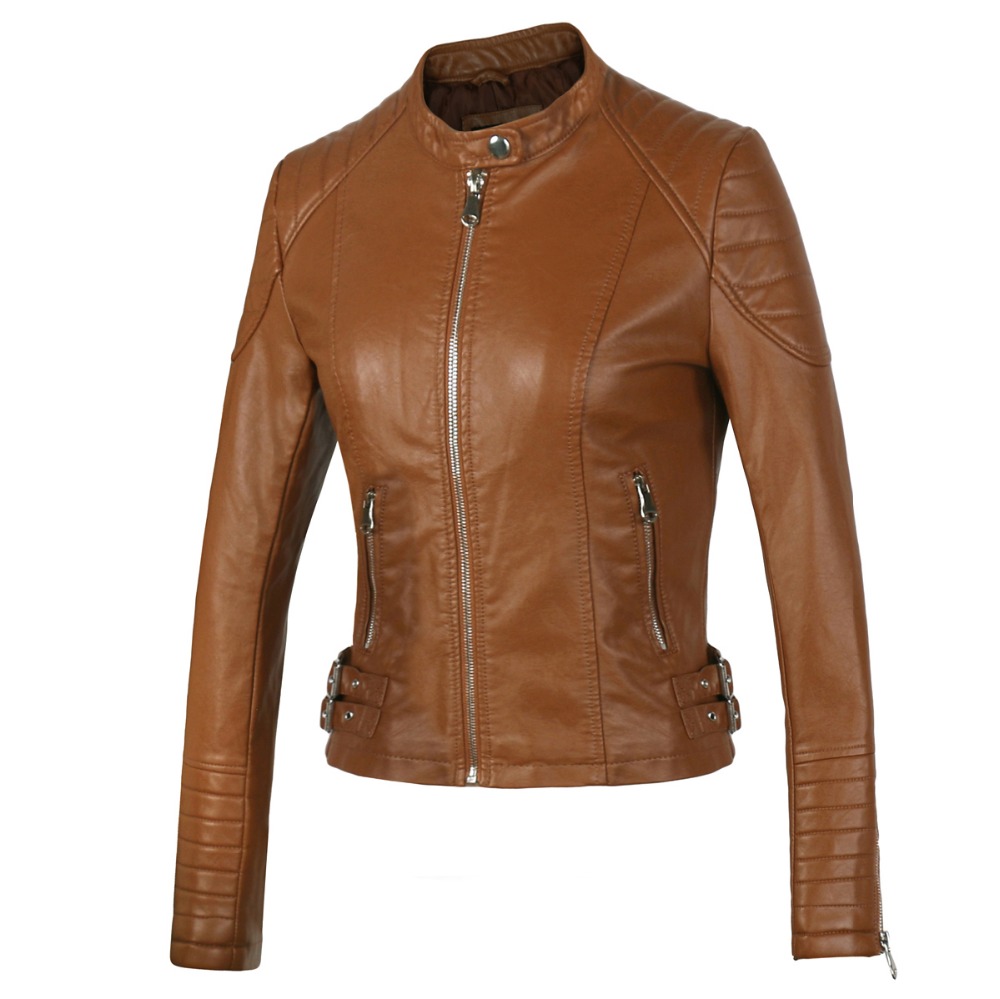 Compare Prices on Brown Faux Leather Bomber Jacket- Online
