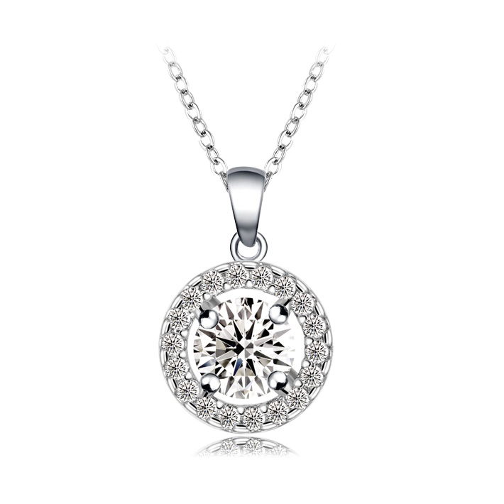 Costume Jewelry Necklace Hearts Arrows Cut Top Quality 0 6 Carat Cubic Zirconia Diamond Round Pendant
