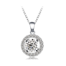 Costume Jewelry Necklace Hearts & Arrows Cut Top Quality 0.6 Carat Swiss Cubic Zirconia Diamond Round Pendant Necklace JS-NL0006