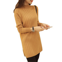 Women Turtleneck Sweater 2016 Autumn Winter Casual Slim Full Sleeve Split Hem Long Pullover Knitted Jumper Tops Pull Femme