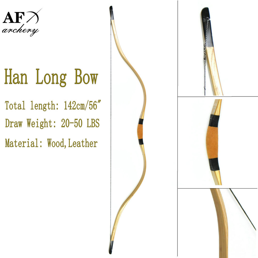 Recurve bow and arrow sport for Hunting Archery Traditional Han Longbow sales with 142cm 56 Length