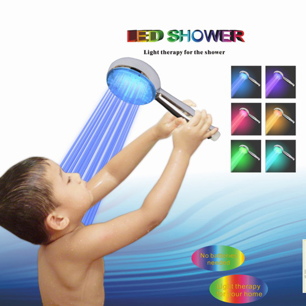 2016 New Arrival Handheld 7Color Change LED Romantic Light Water Bath Home Bathroom Shower Head Glow Light Accessories