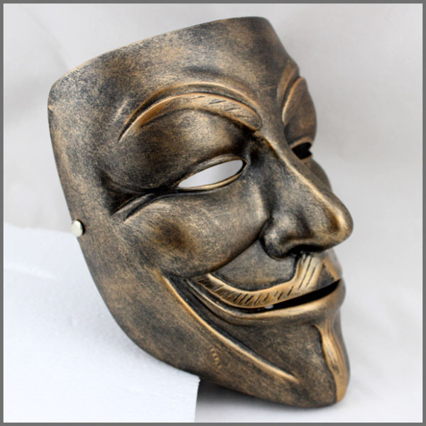 (1 piece/lot) 2015 new elegant resin baonze color full face V vendetta mask