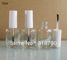 200pcs/lot 15ml Empty Nail polish Bottle Transparent nail enamel bottle with UV cap,15cc nail glass bottle