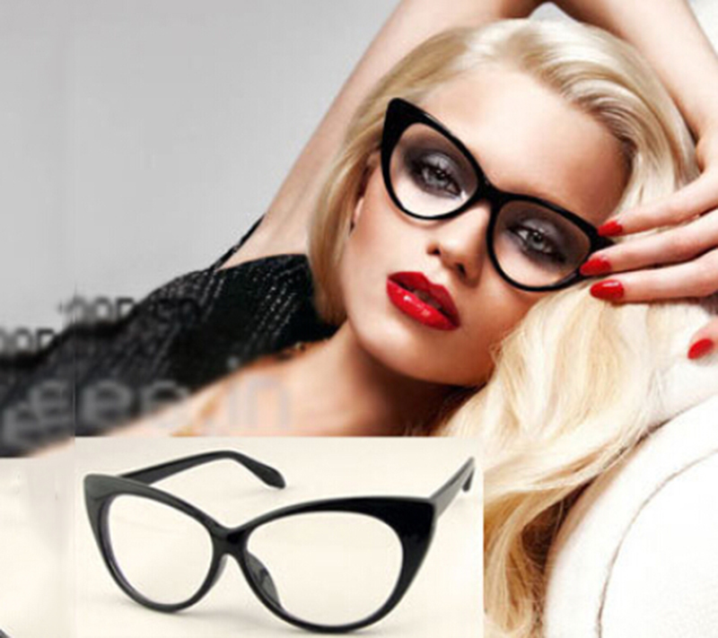 Sexy Vintage Fashion Cat Eye Shape Women Lady Girls Plastic Plain Eye Glasses
