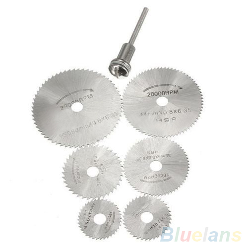 7Pcs HSS Rotary Tools Circular Saw Blades Cutting Discs Mandrel Cutoff Cutter Power tools multitool 1ON7