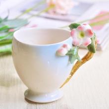 Creative ceramic coffee cup sets Magpies plum blossom color enamel cup wiht Saucer and Spoon wedding