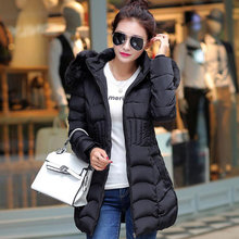 2015 New eiderdown cotton coat Hooded L 4XL Plus size women winter jacket Solid heavy hair