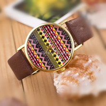 Combination of gold frame shell geometric similarity striped circular dial strap means for colorful fashion watches