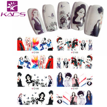 LARGE C104 107 Set 4 DESIGNS IN 1 Water decal full cover Nail Stickers Beautiful Girls
