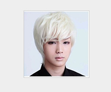 Fashion handsome short men’s wigs hair white cosplay wigs party club wearing full wigs cap Eros-Wig008