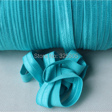 Newest ! #343 tornado blue 5/8″ (16mm) FOE elastic, solid Fold Over Elastic 50yards/lot, FOE for Headbands