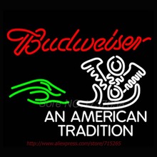 Neon Signs Budweiserr An American Tradition Neon Bulbs Decorated Handcrafted Display Neon Tubes Personalized Design Impact 31×24