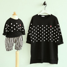 2016 Autumn Spring Family Matching Outfits Long-sleeved Cotton T-shirt Women Kids Clothing Top tees Family Look Family fitted