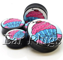 1 pair plugs acrylic piercing cute cupcake saddle ear plug gauges tunnel body piercing jewelry PSP0013