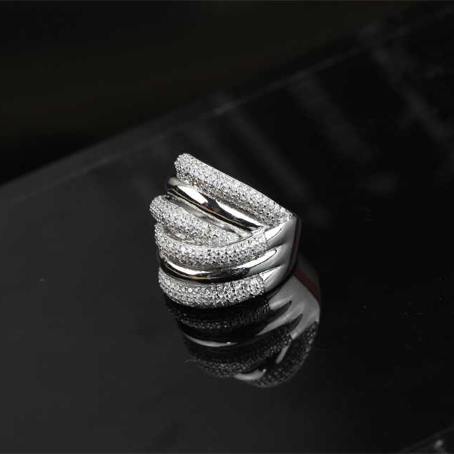 Free Shipment Designer Style Women Fashion Sterling Silver With Platinum/Gold Plated Zircon Ring