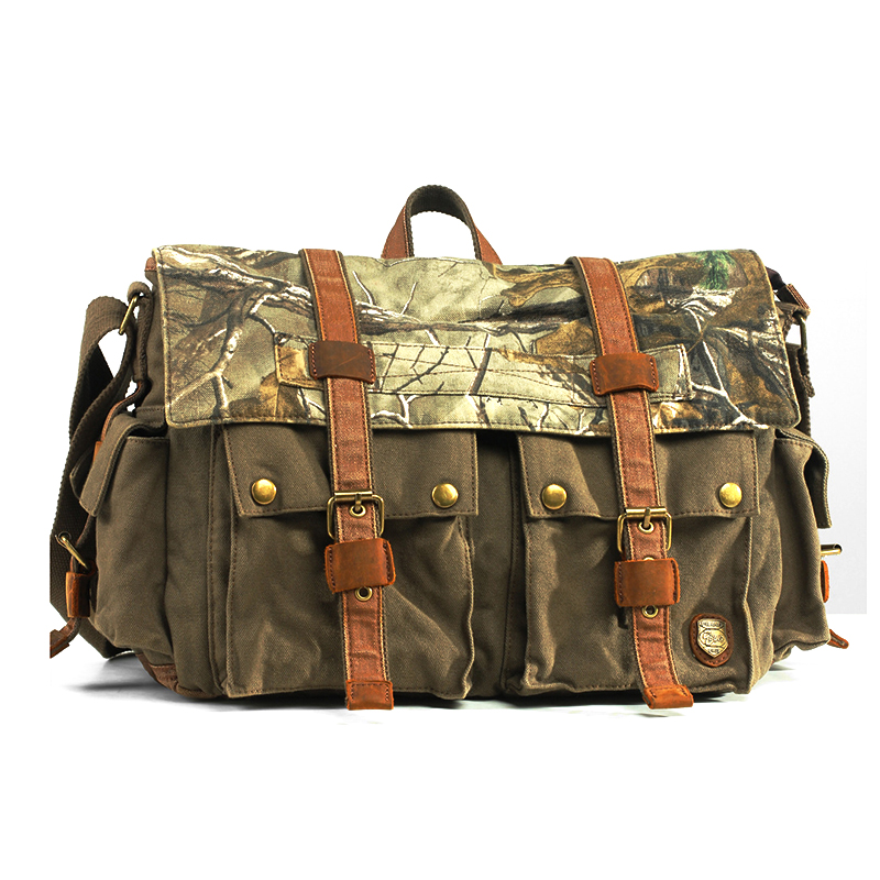 ARMY GREEN High Canvas Messenger Handbags Vintage Camouflage Bag Man's