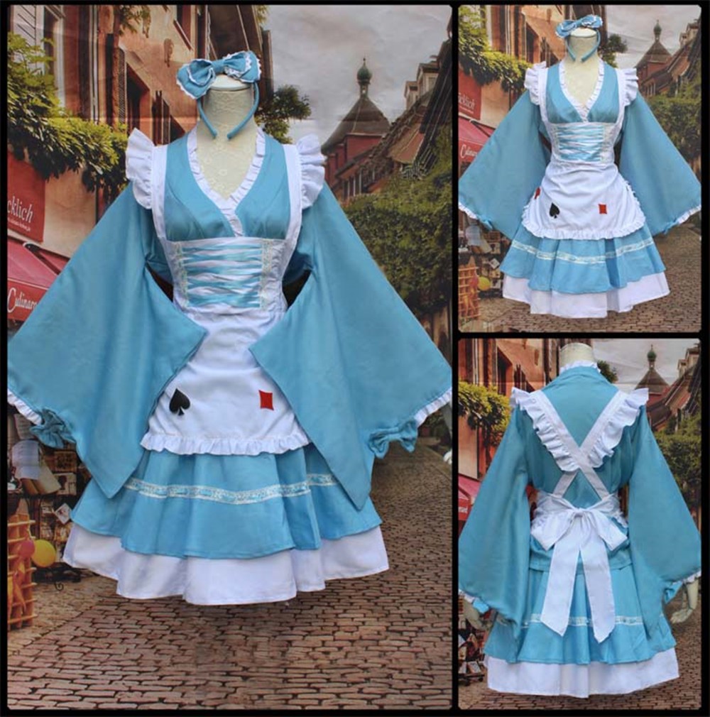 Nueva Moda Alicia En El Pa S De Las Maravillas Cosplay Azul Lolita Vestido De La Criada Jap N