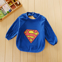 Hot slae fashion waterproof long sleeve baby slabbers kawaii Super hero baberos high quality boy and girl overall