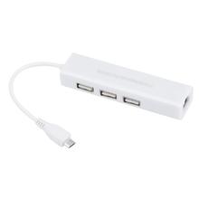 Del Micro USB to Network LAN Ethernet RJ45 Adapter with 3 Port USB 2 0 HUB