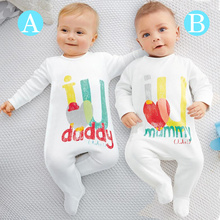 2015 baby clothing unisex baby rompers printed love mummy and daddy bebe roupas meninos