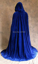 Wedding party Cosplay Free shipping New Blue Velvet Lined in Silver Satin Cloak Gothic Wicca Robe