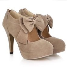 2015 New Big Size 32-43 Fashion Vintage Woman Small Bow tie Platform Pumps,Ladys Wedding Sexy High Heeled Shoes for Women