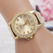 Fashion Ladies Silver Gold Watch With Rhinestone Women Stainless Steel Strap Quartz Wristwatch Horloges Relojes Mujer 2015