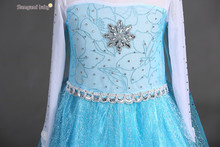 2016 Summer Style Girl Dress Princess Elsa Dress Children Halloween Snow Queen Cosplay Costume Baby Toddler