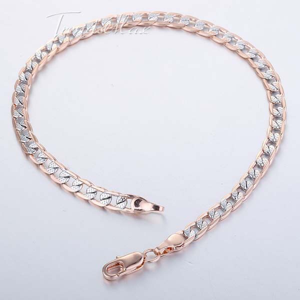 4mm 18K Silver Gold Filled Bracelet Curb Bracelet Wholesale Promotion Mens Womens Jewelry Gift 7 11inch