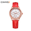 Comtex Leather watch strap Women Watch Luxury Brand Quality Quartz Watch Waterproof Wristtwatch Good Christmas Gifts