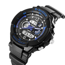 Relojes hombres S-SHOCK Sports militar reloj de moda relojes de hora Dual analógico Digital cuarzo LED 5AT relojes Relogio Masculino