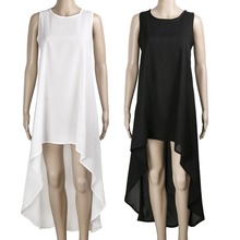 Girl Clothing 2015 Summer Thin Pregnant Woman Fashion Round White Neck Sleeveless Women Dress Irregular Long Dress for Party