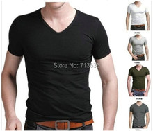 Free shipping t shirt men new 2015 V neck Men s T shirt Fashion style S