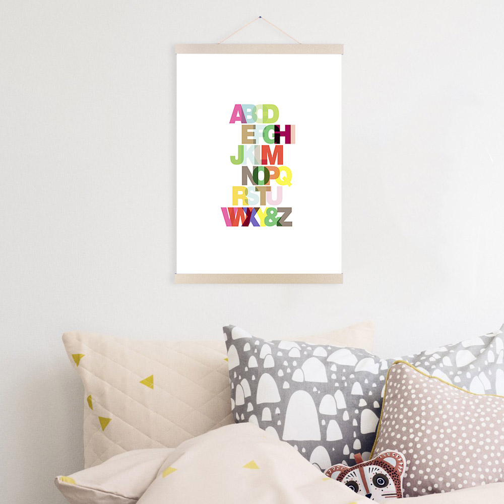 Colorful alphabet modern typography minimalist letter pop poster prints a3 a4 canvas painting kids room wall