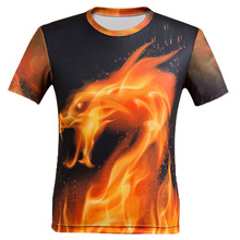 Hot Fire Dragon 3D Print T-shirt Monster Unisex Tee Shirts Plus Size Short Sleeve Neon Dragon Homme Loose Tops