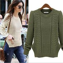 2015 Fashion Long Sleeve Casual Pullovers Women Sweaters Tops Cotton Blend Sweaters For Women 4 Colors Women Knitwears