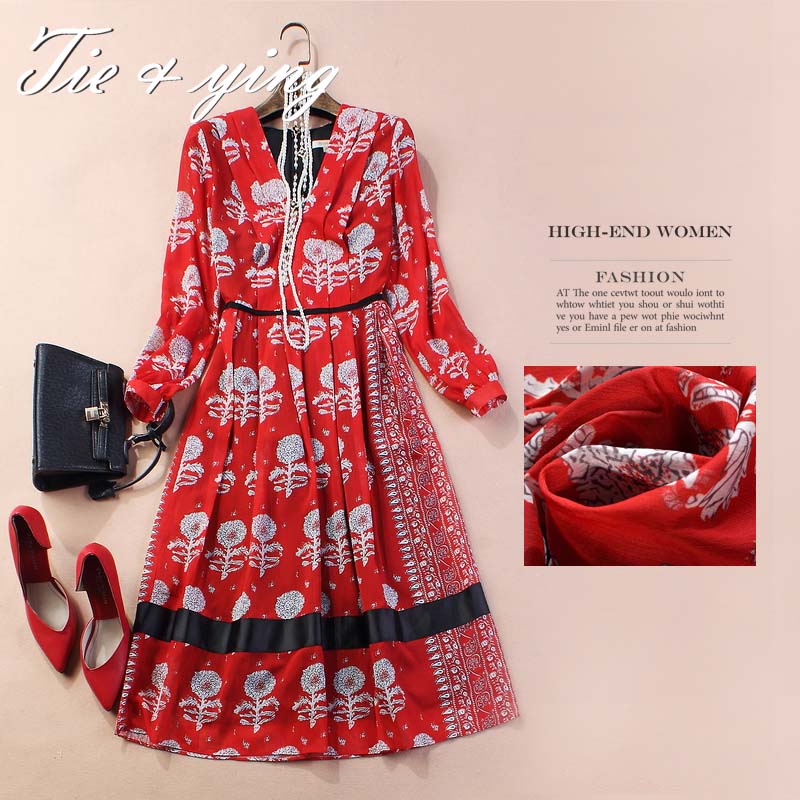Vintage gowns wedding 2016 spring new arrival American & European fahion runway luxury brand royal print floral ball gown dress