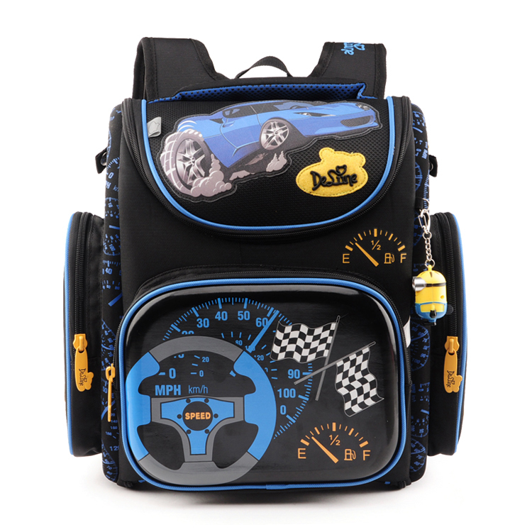 2015 Boys school bags dark blue cars aircraft children's orthopedic backpack high quality mochila infantil bolsas primary 1-5